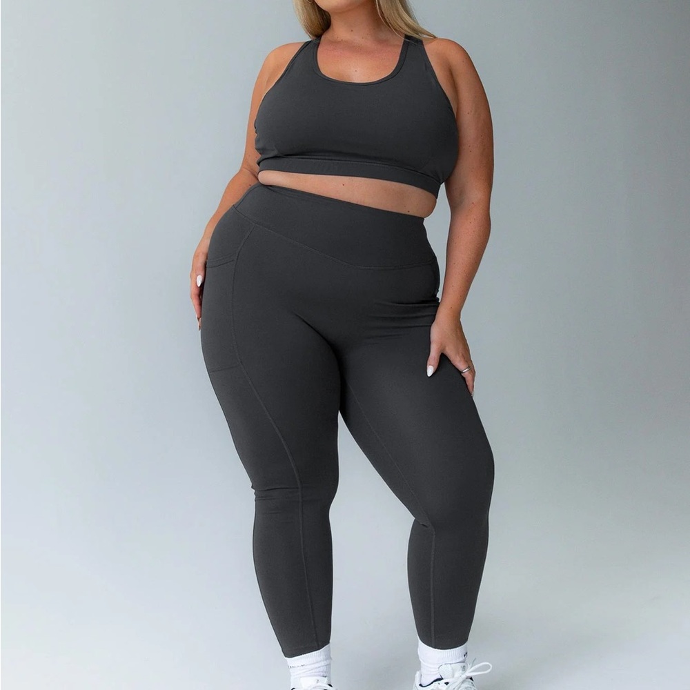 Princess Polly Unstoppable Charcoal Grey Activewear Sports Bra & Leggings Set